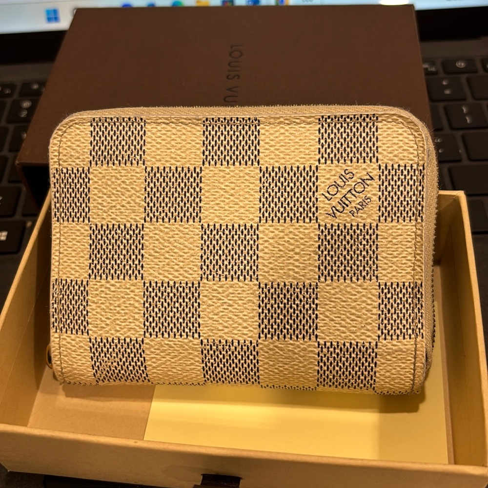 Louis vuitton Damier Azur Canvas Zippy coin purse wallet